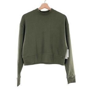 Abound Nordstrom Mock Neck Fleece Pullover Olive Green Long Sleeve